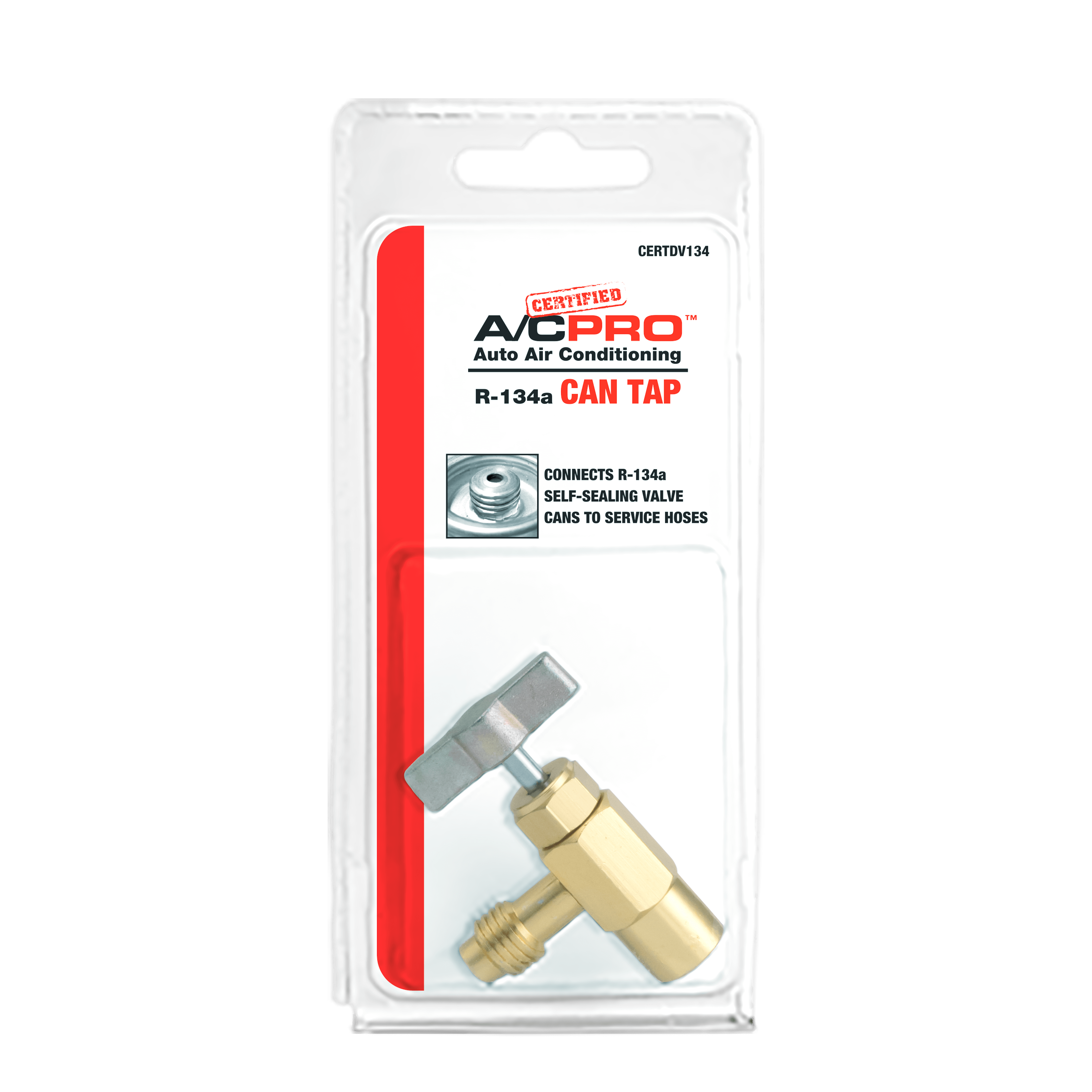 CERTDV134 | Certified A/C Pro™ Auto Air Conditioning R-134a Can Tap