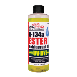 Certified A/C Pro® R-134a ESTER Medium Viscosity Refrigerant Oil With UV Dye
